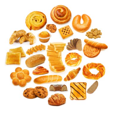 Circle with lots of food items clipart