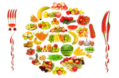 Set of various fruit and vegetables clipart