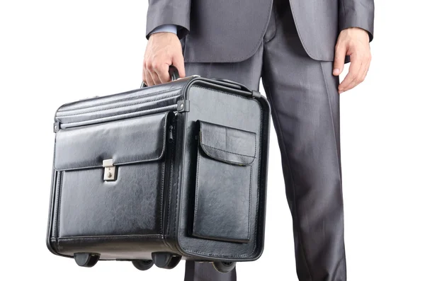 Affärsman med resväska på resa — Stockfoto
