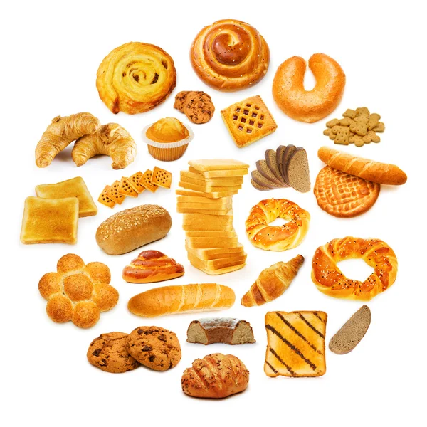 Círculo com lotes de itens alimentares — Fotografia de Stock