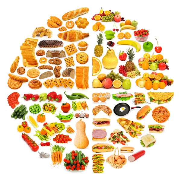 Kruh s velkým množstvím potravin — Stock fotografie
