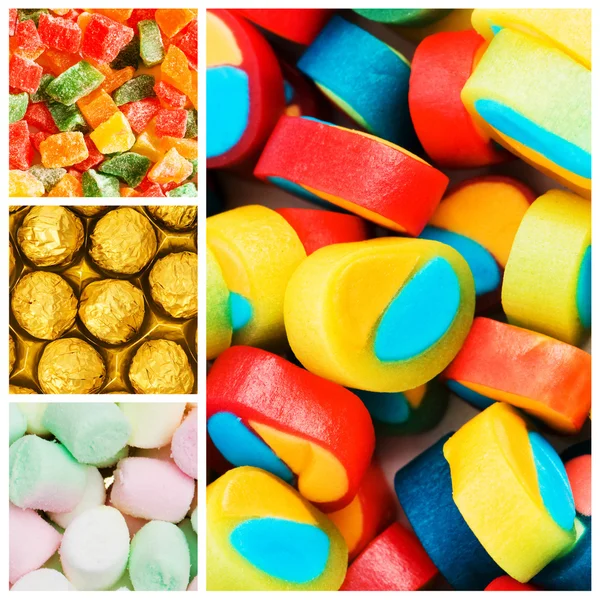 Kolaż różnych słodyczy — Zdjęcie stockowe