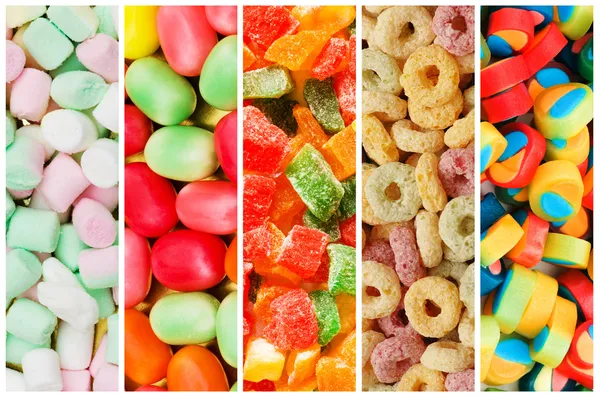 Koláž různých sladkostí — Stock fotografie