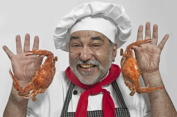 Chef with crabs — Stock Photo, Image