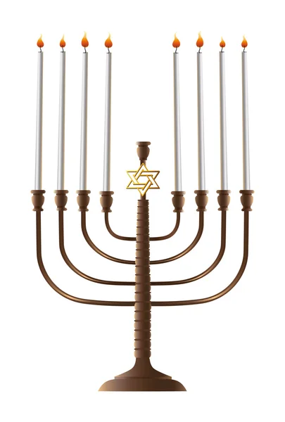 Velas en Hanukkah menorah — Vector de stock
