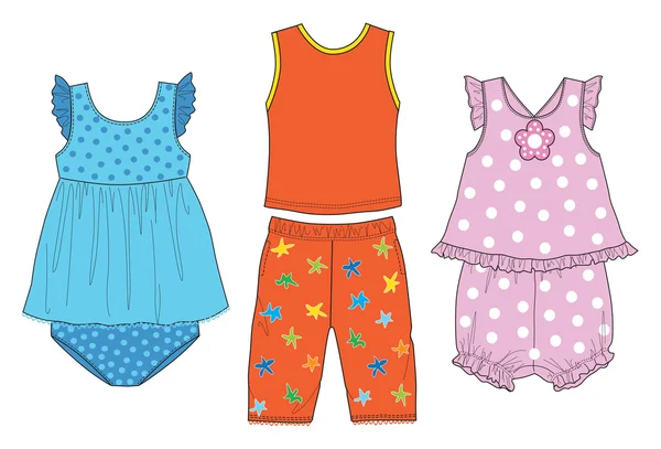 Kleidung für kleines Mädchen — Stockvektor