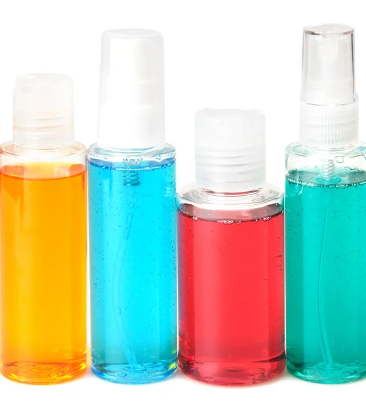 Flytande tvål, gel, schampo, olja — Stockfoto