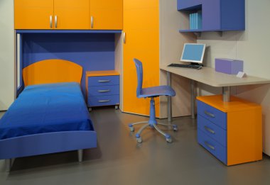 Children's room with computer clipart