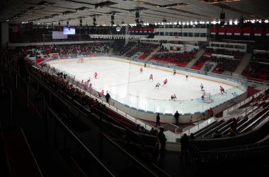 View on stadium with hockey players clipart