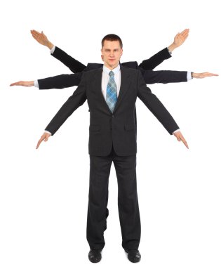 Businessman with six hands clipart