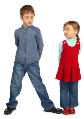 Boy with girl represent letter N clipart