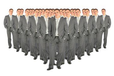 Crowd of business clones collage clipart