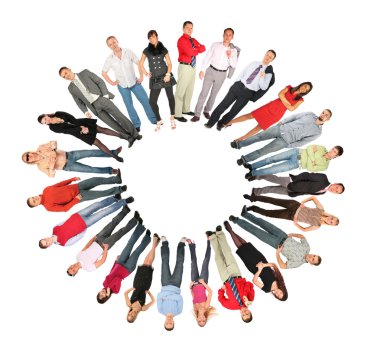 Crowd circle sun form collage clipart