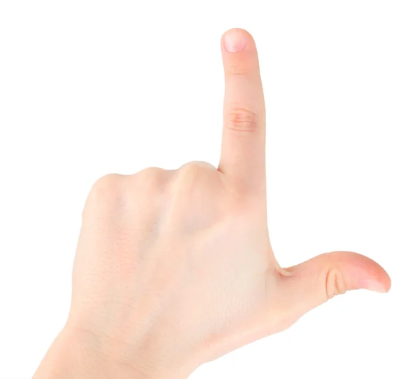 Mãos representa a letra L do alfabeto — Fotografia de Stock