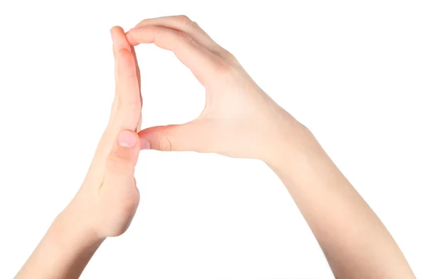 Ręce reprezentuje p litery z alfabetu — Zdjęcie stockowe