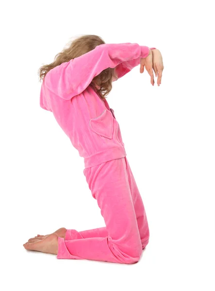 Girl in pink clothes represents letter s — Stock Photo, Image