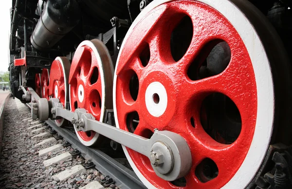 Close up of locomotive wheels — Stock Photo, Image