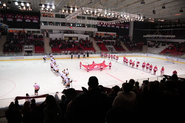 Hokej mecz "spartak"-"severstal" (Czerepowiec) — Zdjęcie stockowe
