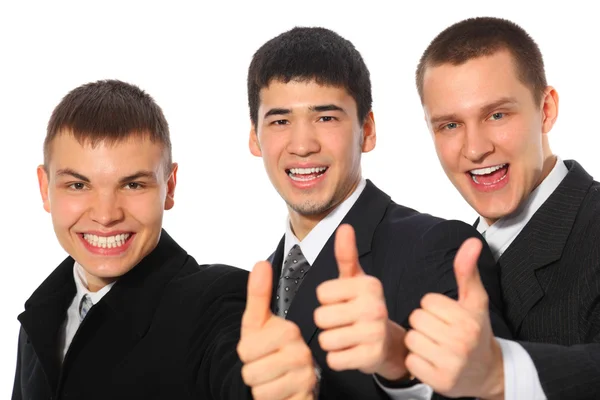 3 人の若いビジネスマンを示すジェスチャー ok — ストック写真