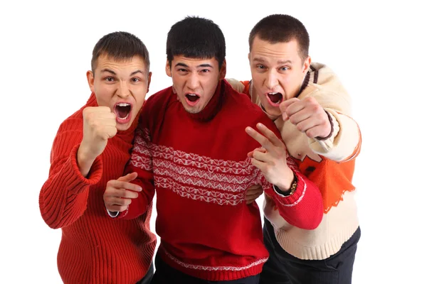 Trois jeunes hooligans agressifs — Photo