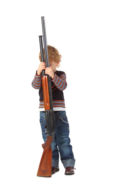 Petit garçon avec pistolet — Photo