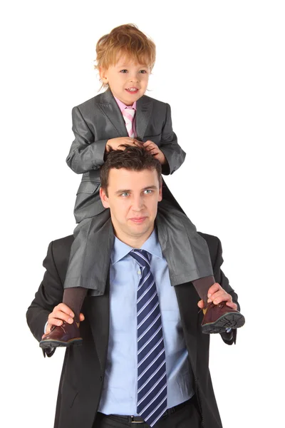 Επιχειρηματίας κρατήστε αγόρι στο λαιμό — Φωτογραφία Αρχείου