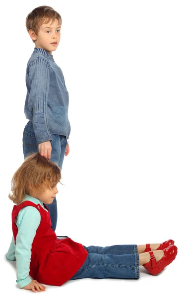 Boy with girl represent letter L — Stock Photo, Image