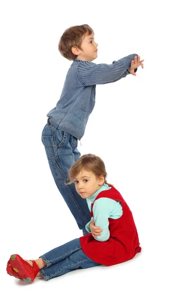 Boy with girl represent letter s — Stock Photo, Image