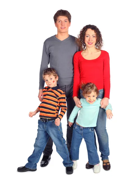 幸福的家庭的四个充分的身体 — 图库照片