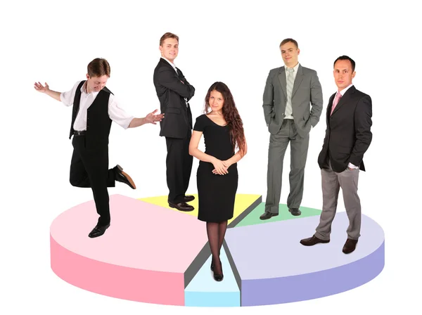 Cinco empresários diferentes assumindo uma posição diversificada — Fotografia de Stock