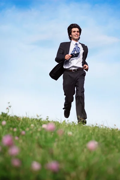 草の上のビジネスマン — ストック写真