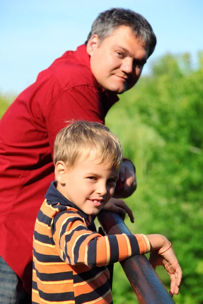 Man and boy outdoor in summer — Stock Photo, Image