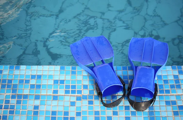 Flippers op de rand van het zwembad — Stockfoto