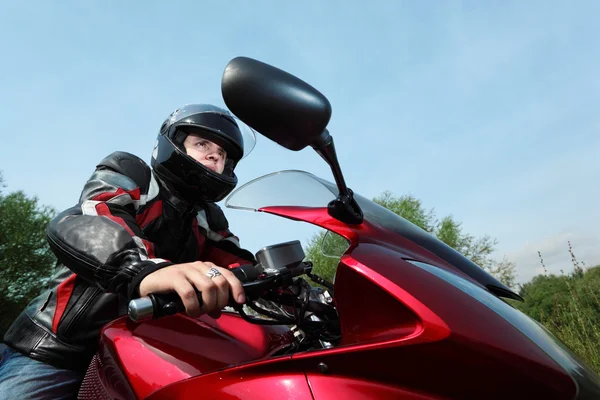 Motorcyclist, bottom view — Stock Photo, Image