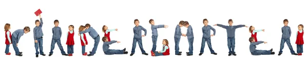 Kinderen maken woord kleuterschool collage — Stockfoto