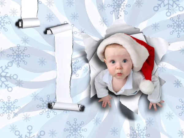 Christmas baby van ongelijke muur — Stockfoto