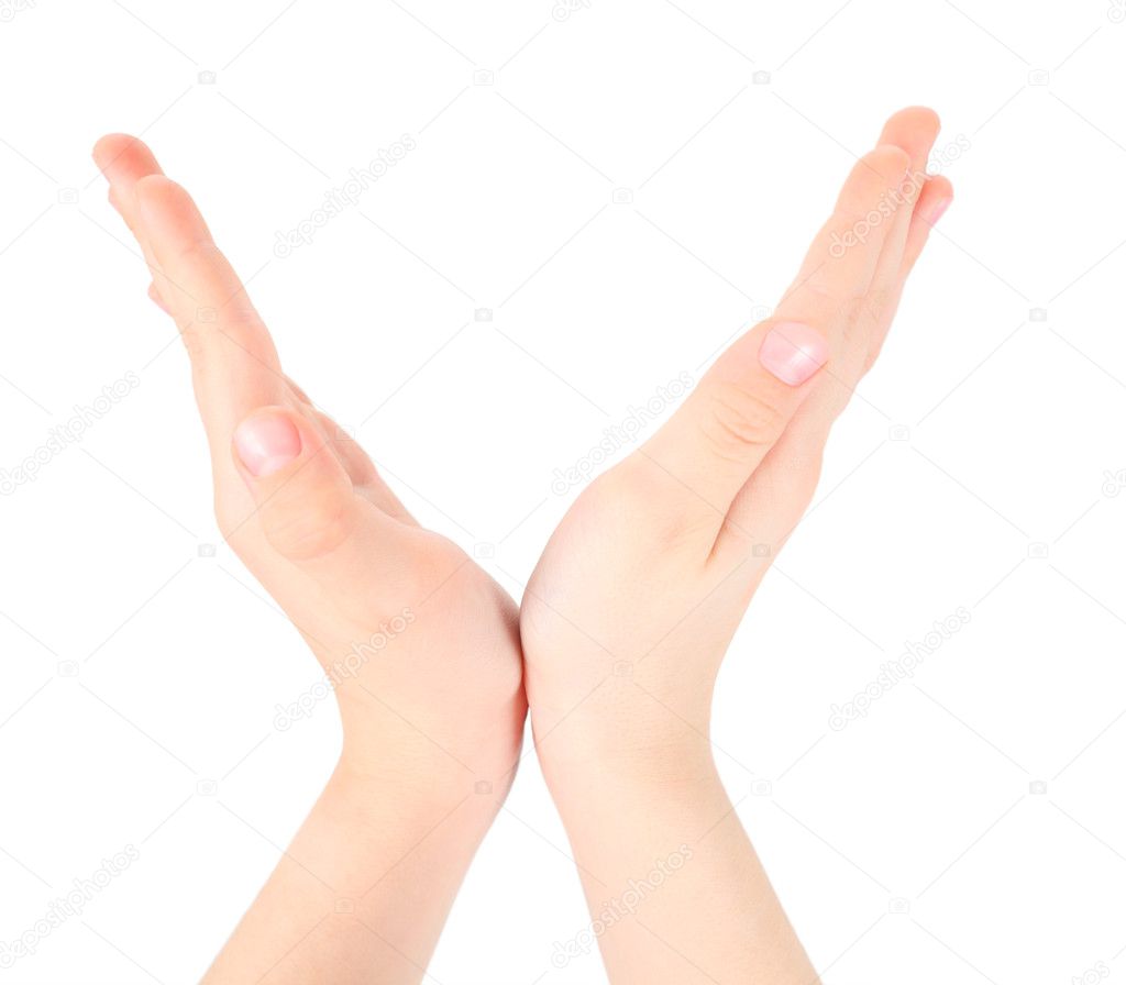 Hands represents letter V from alphabet