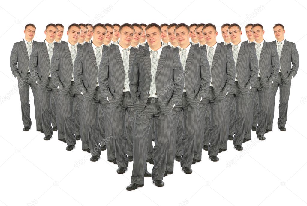 Crowd of business clones collage