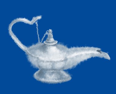 Alladin lamp cloud on blue sky clipart