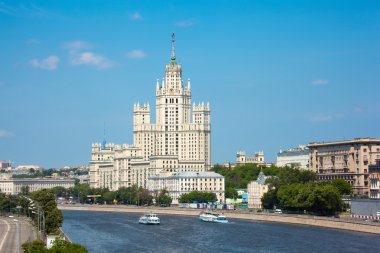 Stalin high-rise building on Kotelnichesky quay in Moscow. Horiz clipart