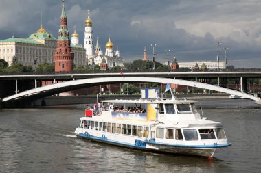 River motor ship on Moscow-river clipart