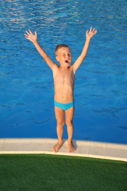 Boy near the pond clipart