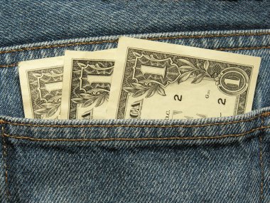 Close-up of money in the pocket 2 clipart