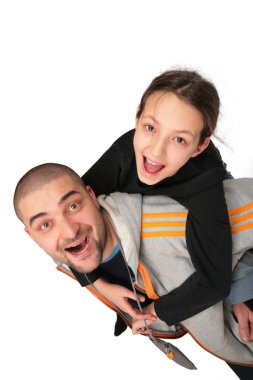 Father plays with daughter 2 clipart