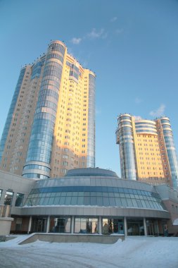 New buildings in Samara in winter clipart