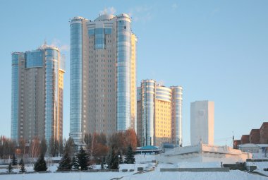 New buildings in Samara in winter 2 clipart