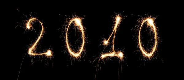 2010 new jaar nummer sparkler, collage — Stockfoto
