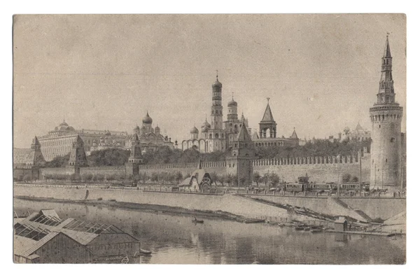 Old post card with the image of Kremlin and Kremlin palace — Stock Photo, Image