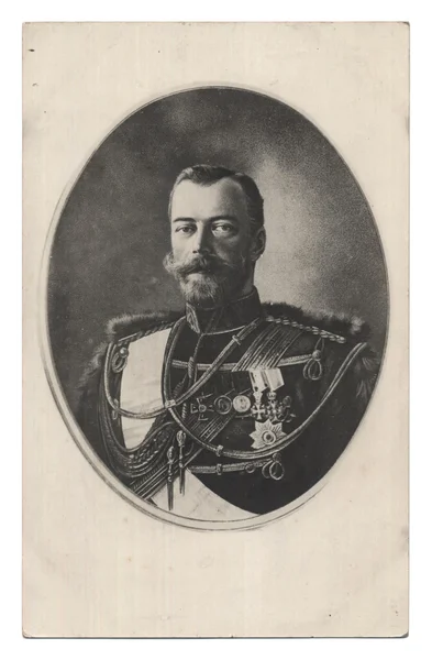 Старая открытка с императором России Ником II — стоковое фото