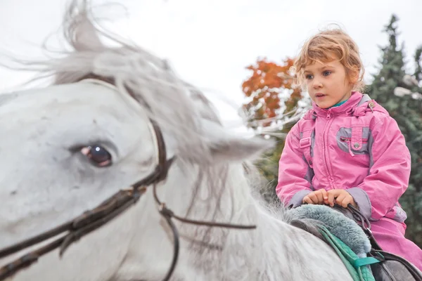 Fetiță călărie cal — Fotografie, imagine de stoc